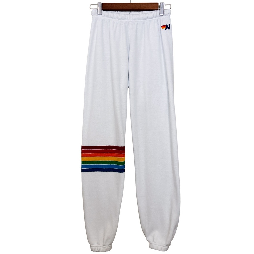 🤍🌈Aviator Nation Rainbow Stitch Sweatpants | White | Size S